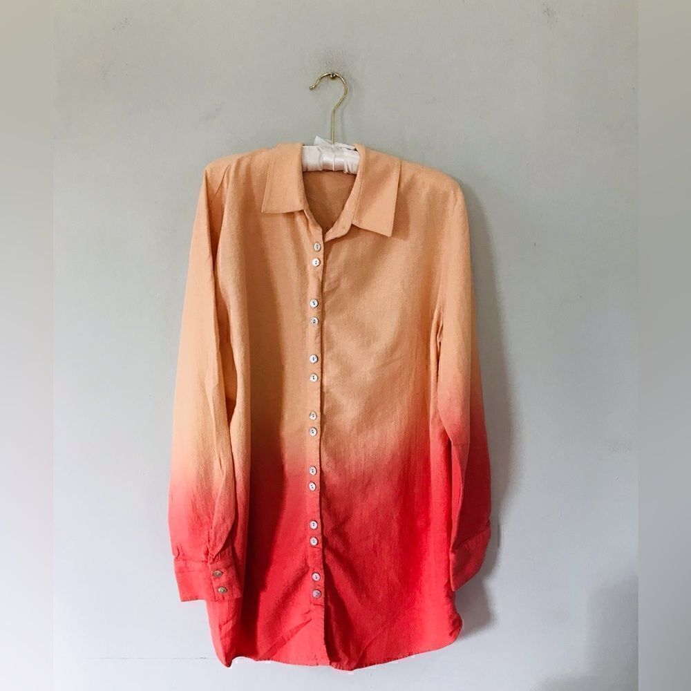 Soft surroundings | orange and pink fade long sleeve top
